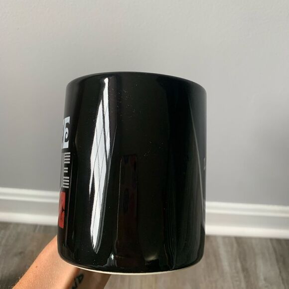 Peace Love Music Life Is Good Hippie Retro Black Red Coffee Mug - Picture 5 of 8